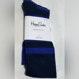 NWT Happy Socks Blue and Black Striped Socks